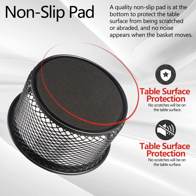 grwanpenÂ®5-Pack Stackable Mesh Desk Organizer Bins - Durable Storage Containers for Paper Clips, Rubber Bands, and Office Supplies, Black - Image 2